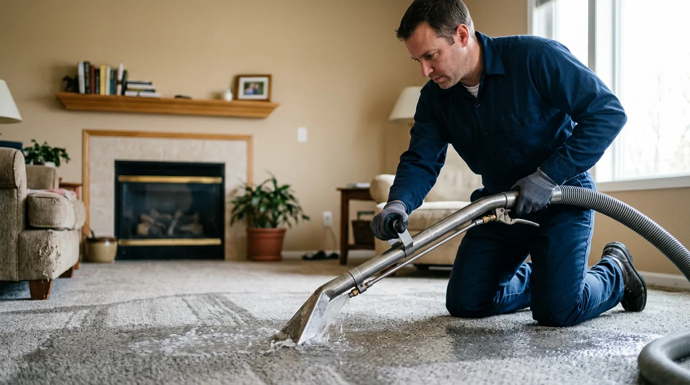 Water damage restoration technician working near Huntsville, TN